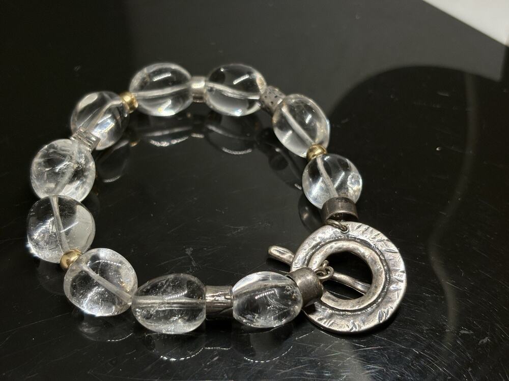 Silpada Bracelet Retired Rock Crystal Quartz Nugget Bead Sterling Toggle Clasp